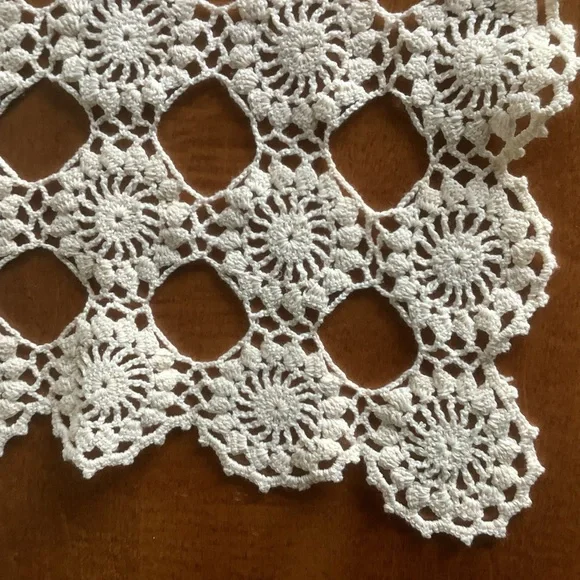 Handmade Crocheted 14” Square Doily - Picture 3 of 10